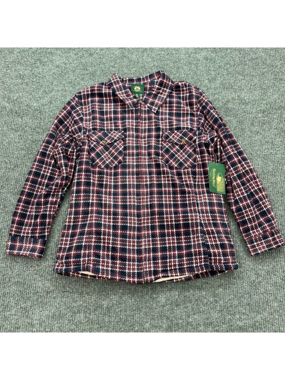 Stillwater Supply Co Sherpa Lined Fleece Plaid Shacket Full Zip Womens XL NEW